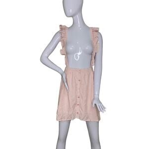 Jack By BB Dakota Grapefruit NWT Ruffled Straps Skirt Plaid White/Pink Size L